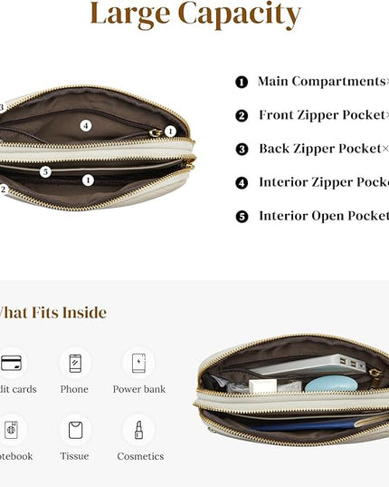 S-ZONE Fanny Packs for Women, Genuine Leather RFID Blocking Crossbody Bags Purses, Sling Waist Bag, Fashionable Chest Bag, Gifts Travel Running Adjustable Strap Men