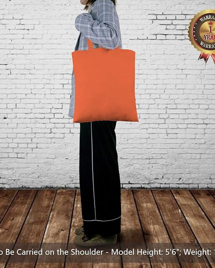 TOPDesign 6-Pack Economical 16"x15" Orange Cotton Tote Bag, Lightweight Medium Reusable Grocery Shopping Cloth Bags, Suitable for DIY, Advertising, Promotion, Gift, Activity