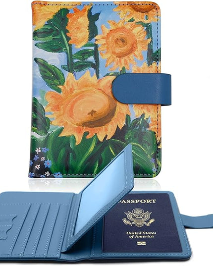 Melsbrinna Rfid Passport Holder for Travel women/Men, Cute Passport Wallet Rfid Blocking Card Slots, Rfid Passport Cover/CaseTravel Wallet, Passport Book Holder (1, Blue2)
