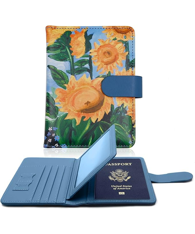 Melsbrinna Rfid Passport Holder for Travel women/Men, Cute Passport Wallet Rfid Blocking Card Slots, Rfid Passport Cover/CaseTravel Wallet, Passport Book Holder (1, Blue2)