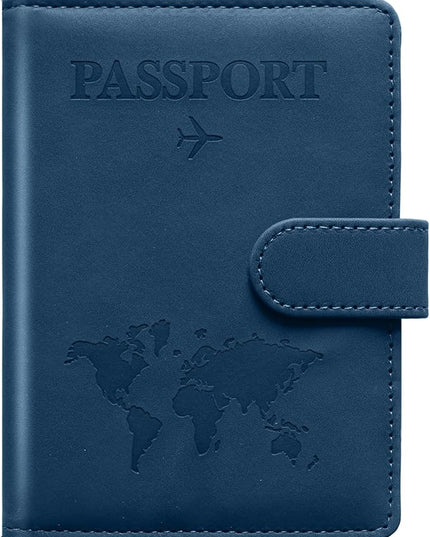 Passport Holder for Travel Passport Holder with Card Slots Holder Passport Case Passport cover for Women and Men Passport Wallet Travel Essentials and Accessories (Buckle, Navy)