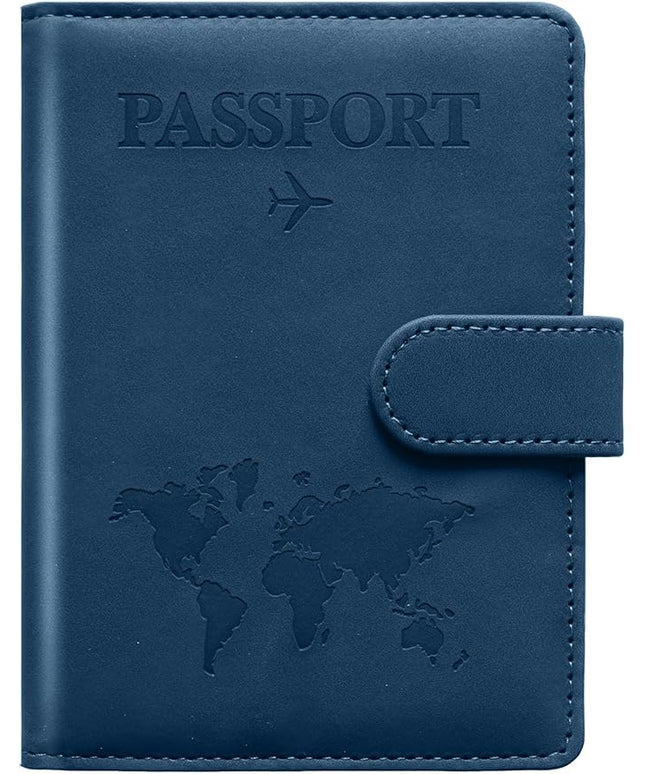 Passport Holder for Travel Passport Holder with Card Slots Holder Passport Case Passport cover for Women and Men Passport Wallet Travel Essentials and Accessories (Buckle, Navy)