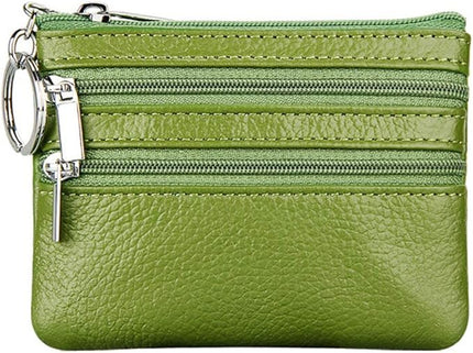 Women's Genuine Leather Coin Purse Mini Pouch Change Wallet with Keychain
