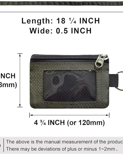 Minimalist RFID Blocking Small Wallet with ID Window,WaterResistant Zip Id Case Wallet with Lanyard Keychain for Cards,Cash,Travel,Women,Men