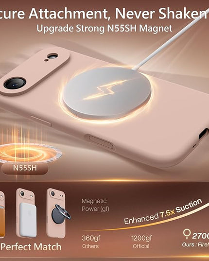 FireNova Magnetic for iPhone Air Case, Compatible with MagSafe, [Integrated Silicone Camera Control Button] [Camera Protection] Microfiber Lining Phone Case for iPhone 17 Air, 6.5", Pinksand
