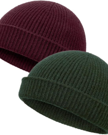 vidsel Thin Wool Fisherman Beanie Hat for Men Women Fall Winter,Short Knit Cuffed Fashion Trawler Skull Cap,Watch Cap