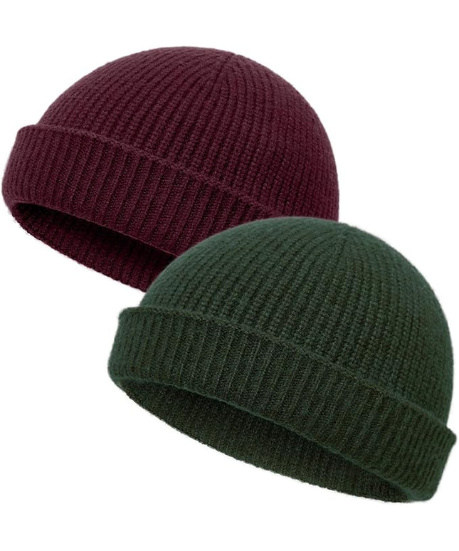vidsel Thin Wool Fisherman Beanie Hat for Men Women Fall Winter,Short Knit Cuffed Fashion Trawler Skull Cap,Watch Cap
