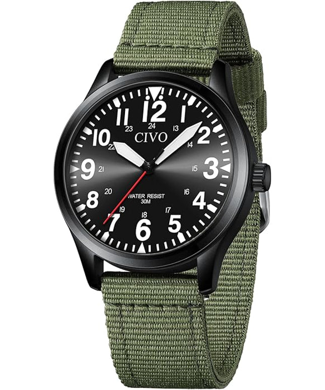 CIVO Analog Wrist Watches for Men: Waterproof Stainless Steel Mens Watches - Silver Watch with Easy Read Dial Men's Watch for Gift