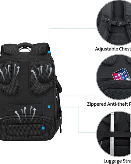 KROSER Travel Laptop Backpack 18.4 Inch XXXL Gaming Backpack with Hard Shell Saferoom RFID Pockets Water-Repellent Business College Daypack Stylish Laptop Bag for Men/Women-Black Haze Blue