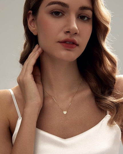 Cute Heart Necklace Dainty 18k Gold Plated Tiny Heart Pendant Choker Necklaces Small Gold Love Open Heart Chain Necklace for Women Simple Gold Necklace for Women Trendy Jewelry