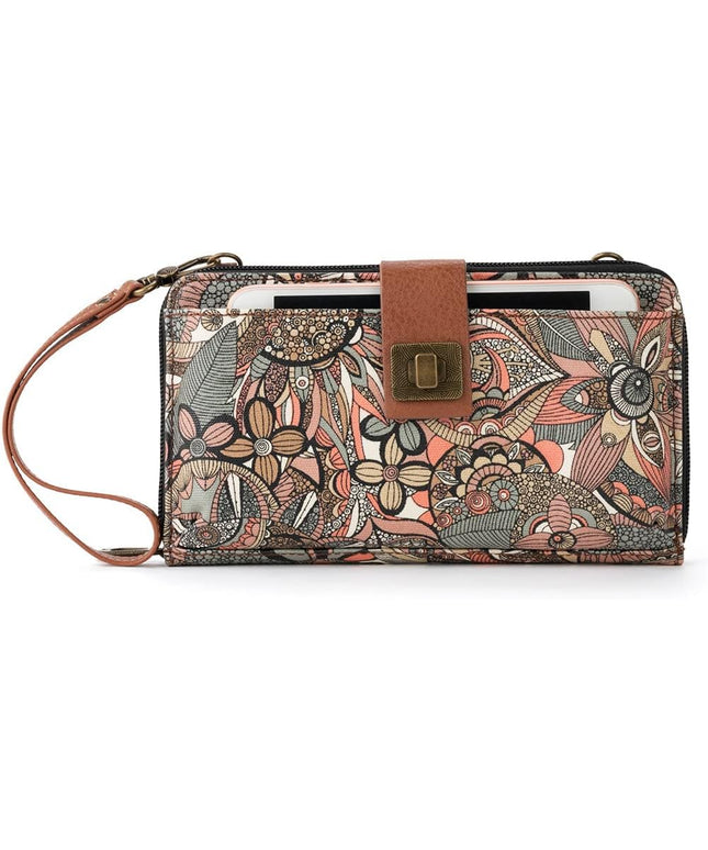Sakroots Artist Circle Smartphone Crossbody in Coated Canvas, Detachable Wristlet Strap