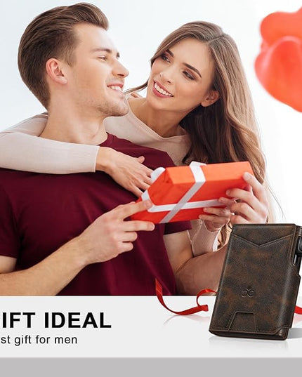 Wallet for Men Wallet with Slim Pop Up Card Holder 9-13 Cards, Bifold Minimalist Smart Wallet RFID Blocking Credit Card Holder with ID Window & Stretchable Cash Slot Compact Metal Aluminum Card Case