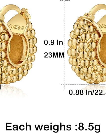 18K Gold Plated Chunky Hoop Earrings for Women Fashion Thick Gold Hoops Set Jewelry for Birthday Christmas Gifts