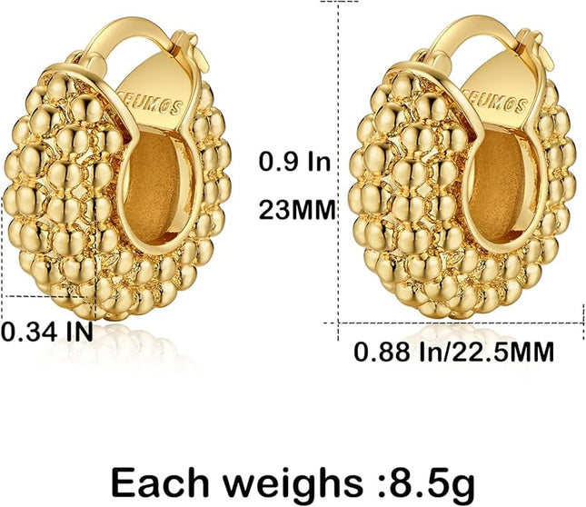 18K Gold Plated Chunky Hoop Earrings for Women Fashion Thick Gold Hoops Set Jewelry for Birthday Christmas Gifts