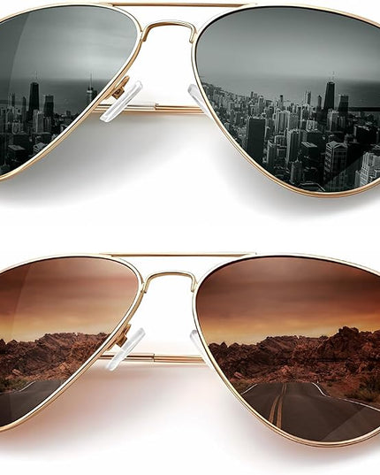 KALIYADI Classic Aviator Sunglasses for Men Women Driving Sun glasses Polarized Lens UV Blocking
