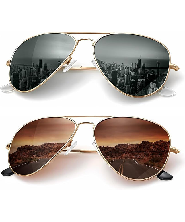 KALIYADI Classic Aviator Sunglasses for Men Women Driving Sun glasses Polarized Lens UV Blocking