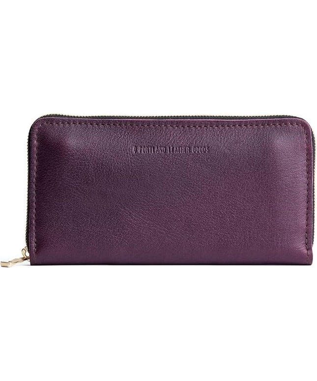 Portland Leather Goods Women's Accordion Zip Wallet – Handcrafted in Durable, Full-Grain Leather – 8 Card Slots & Secure Zippered Pocket – Plum