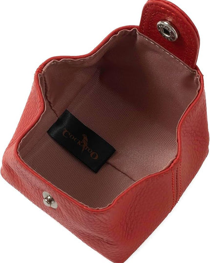 Cockatoo Genuine Leather Coin Pouch Change Holder, Mini Snap Pocket Wallet for Men Women (Aurora Red, Large)