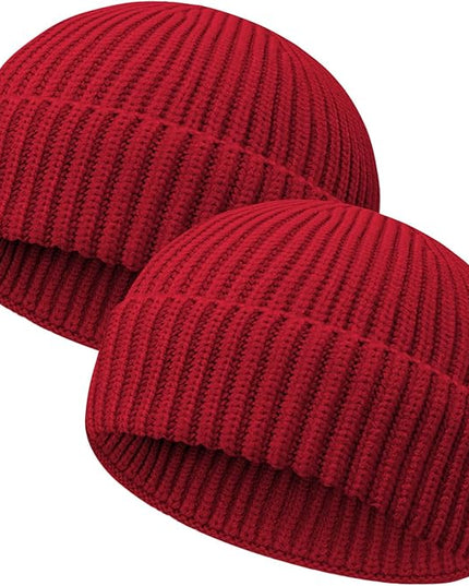 Wool Fisherman Beanies for Men Women Short Cuff Knit Beanie Winter Warm Hats Trawler Hat Stylish Watch Cap