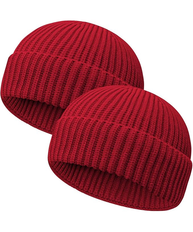 Wool Fisherman Beanies for Men Women Short Cuff Knit Beanie Winter Warm Hats Trawler Hat Stylish Watch Cap