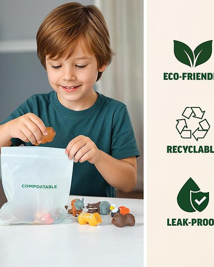 Zenlogy Compostable Sandwich Bag (7" x 7"), Resealable Food Storage Bags, Biodegradable & Freezer Safe Baggies, Organic Eco-Friendly Storage Container, 100 Pack