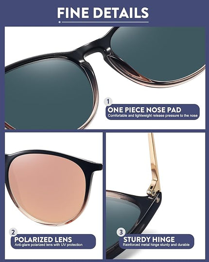WOWSUN Retro Polarized Sunglasses Womens 2026 Trendy Round Classic Glasses