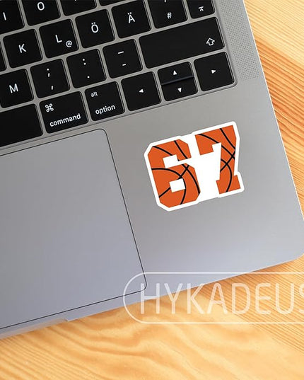 (3 Pcs) Basketball 67 Six Seven Funny Gen Alpha Meme Stickers – 67 Gifts for Coaches, Players, Waterproof Vinyl Decals for Water Bottle, Tumbler, Laptop, Phone Case, 3" x 2.1"