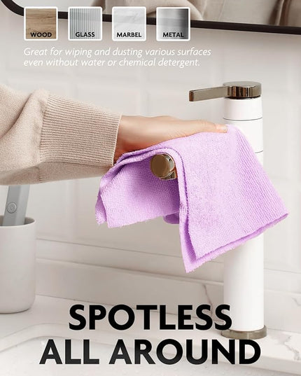 Fantasticlean Microfiber Cleaning Cloth Roll -75 Pack, Tear Away Microfiber Towels, 12" x 12", Reusable, Washable, Scratch Free, Ultra Absorbent Dishcloth for All-Around Cleaning Supplies (Purple)