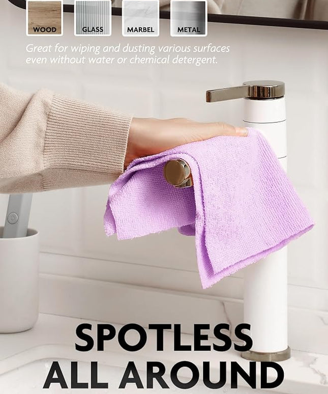 Fantasticlean Microfiber Cleaning Cloth Roll -75 Pack, Tear Away Microfiber Towels, 12" x 12", Reusable, Washable, Scratch Free, Ultra Absorbent Dishcloth for All-Around Cleaning Supplies (Purple)