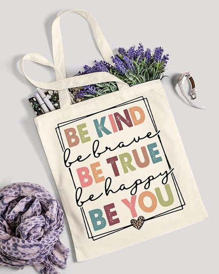 AUSVKAI Canvas Tote Bag Aesthetic for Women, Cute Cloth Cotton Bags for College Shopping Beach Grocery and Trendy Gifts