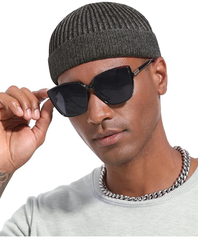Short Fisherman Beanie for Men Women, Wool Knit Cuff Warm Winter Hats, Trawler Beanie Watch Caps Soft Skullcap