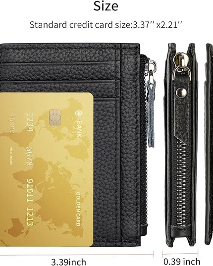 ilovever Slim Wallet for Women Small Leather RFID Blocking Credit Card Holder Minimalist Wallet with Coin Purses & Pouches,S Black