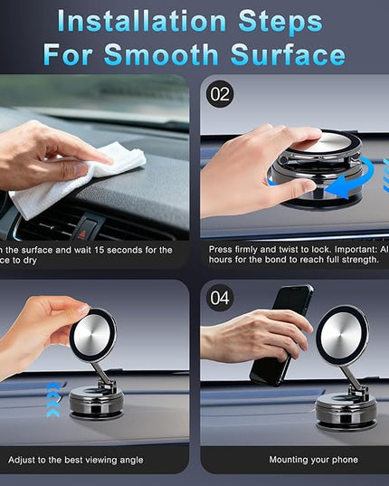 Magnetic Phone Holder for Car, Universal 360 Adjustable Vacuum Magnetic Phone Holder Mount Foldable for iPhone 17 Pro Max 16 15 14 13 12 Plus for Car/Gym/Mirror/Kitchen