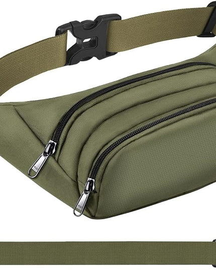 Large Fanny Pack for Women Men - Syican Waist bag with 3-Zipper Pockets, Gifts for Enjoy Sports Traveling Workout Casual Hands-Free crossbody bags Fits MAX 7.9'' iPad & 6.6'' Phone