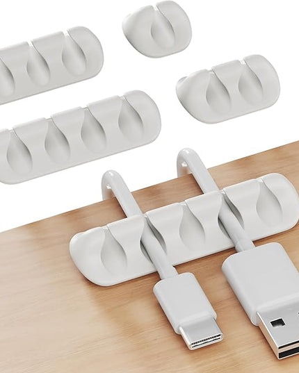 GLUIT Adhesive Desktop Cable Organizer Versatile Cord Holders Wire Clips and Cable Holder Cord Organizer for Desk Table Accessories Office Spaces New White 5 Pack