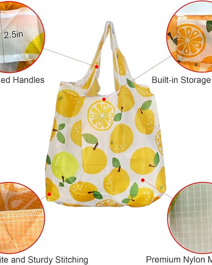 Reusable Nylon Grocery Bags – Foldable Eco Shopping Tote with Storage Pouch, Heavy-Duty 50lbs Capacity, Waterproof, Tear-Resistant, Large Capacity for Groceries, Travel, Outdoor Use (2-Pack)