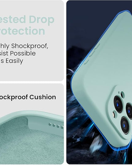 FireNova Designed for iPhone 15 Pro Case, Silicone Upgraded [Camera Protection] Phone Case with [2 Screen Protectors], Soft Anti-Scratch Microfiber Lining Inside, 6.1 inch, Mint Green