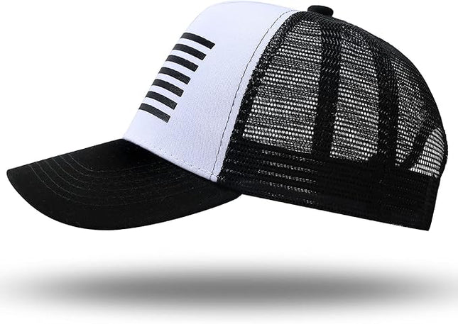 American Flag Trucker Hat - Snapback Hat, Baseball Cap for Men Women - Breathable Mesh Side, Adjustable Fit - for Casual Wear