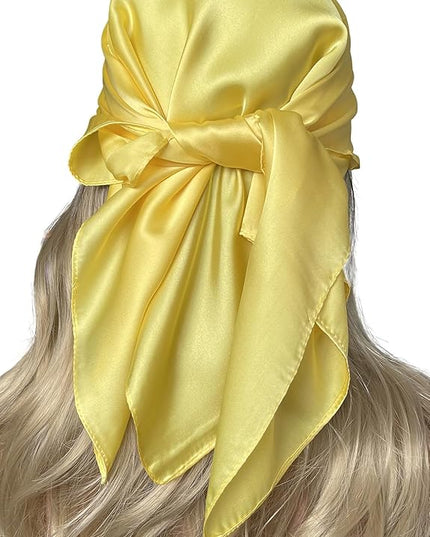 CHUNG Women's Square Satin Scarf 27.5" Bandanas Solid 50s Retro Neck Scarves Emulation Silk Handbag Hair Ribbons Necktie