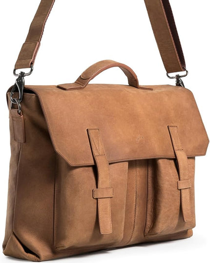 VELEZ Leather Messenger Bag for Men and Women | Vintage Briefcase for 17 inch Laptop | Work Bag Crossbody Laptop Bag