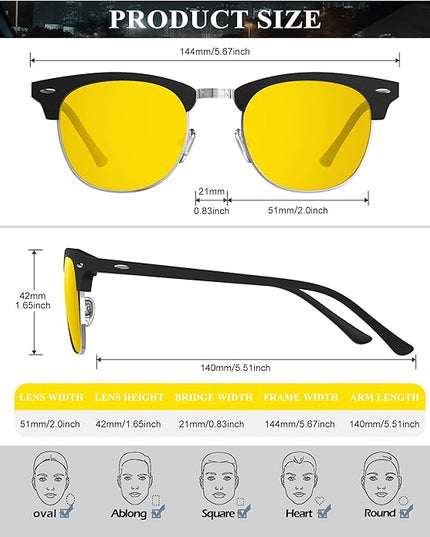 KALIYADI Polarized Sunglasses for Men and Women Semi-Rimless Frame Driving Sun glasses UV Blocking