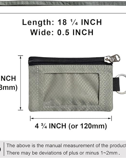 Minimalist RFID Blocking Small Wallet with ID Window,WaterResistant Zip Id Case Wallet with Lanyard Keychain for Cards,Cash,Travel,Women,Men