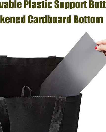 NERUB 10 Pack Reusable Reinforced Handle Grocery Bags - Heavy Duty Large Shopping Totes with Thick Plastic Bottom can hold 40 lbs