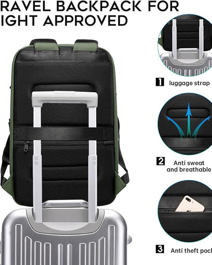 BANGE Business Laptop Smart backpack Can Hold 15.6 Inch Laptop Commute Backpack Carry on bag for men and women (Green)