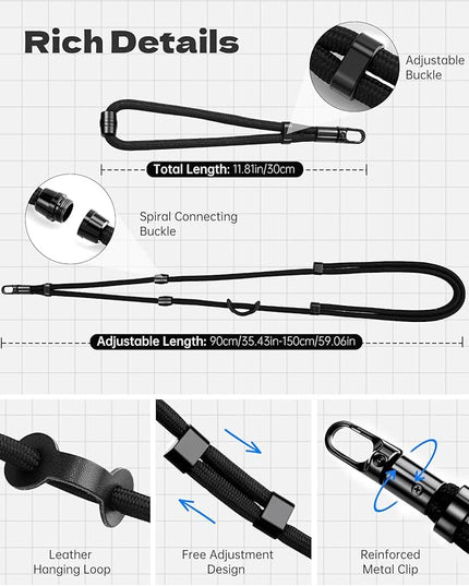 TiMOVO 3-in-1 Phone Lanyard, Detachable Phone Strap with Tether Tab, Adjustable Anti-Theft Crossbody Lanyard