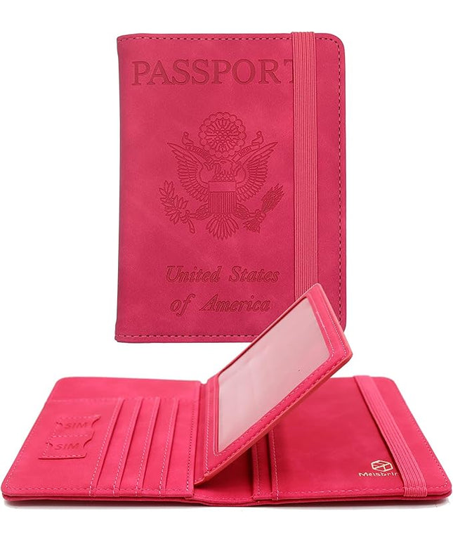 Melsbrinna Rfid Passport Holder for Travel women/Men, Cute Passport Wallet Rfid Blocking Card Slots, Rfid Passport Cover/CaseTravel Wallet, Passport Book Holder (1, Red5)