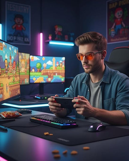 Blue Light Blocking Glasses for Computer/Gaming/Mobile Video - Reduce Eye Strain & Improve Sleep for Men and Women