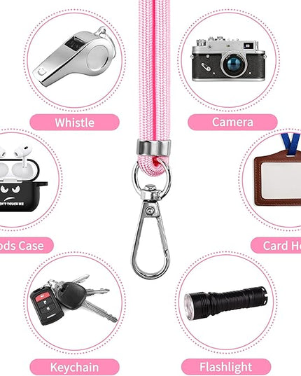 CACOE Phone Lanyard 2 Pcs-2 Pcs Adjustable Neck Strap, 4 Pcs Patches, Universal Crossbody Multifuctional Cell Phone Lanyards Compatible with Most Smartphones(Black+Bright Pink)