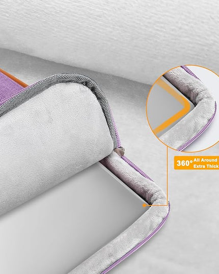 MOSISO 360 Protective Laptop Shoulder Bag,15 inch Computer Bag Compatible with MacBook Air M4 M3 M2/Pro A1990 A1707, Dell XPS Plus,Side Open Messenger Bag with 4 Zipper Pockets&Handle, Lilac