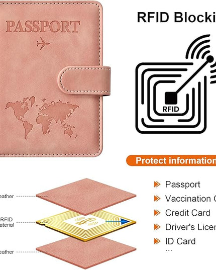 Eoehro Passport Holder for Travel Essentials, Passport Wallet Cover Case for Travel Must Haves Accessories,Passport Book Holders for Women and Men(light pink)
